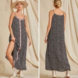 Savanna Jane Black with white polka dots A-line Dress. NWT